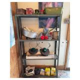 Metal Storage Shelving Unit with Assorted Contents