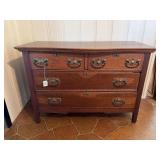 Oak Three-Drawer Chest with Decorative Metal Pulls