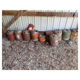 Collection of Assorted Petroleum and Industrial Metal Utility Cans