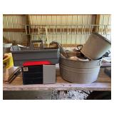 Assorted Metal Farmware and Plastic Storage Organizers