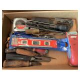 Assorted Hand Tool Collection Including Levels, Screwdrivers, and Scrapers