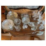 Assorted Collection of Pressed Glass Tableware and Stemware