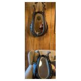 Pair of Horse Collar Wall Decor: Wall Clock & Mirror