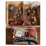 Assorted Collection of Medical Instruments, Cast Iron Figurines, and Hardware