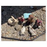 Collection of Painted Concrete Garden Statues