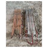 (2) Wooden Sleds: Davos and Flexible Flyer Clipper