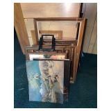 Collection of Assorted Wooden Picture Frames and Prints