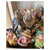 Collection of Painted Ceramic Figurines Depicting Rural Figures