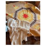 Lone Star Quilt and Cream Colored Textured Throw Blanket