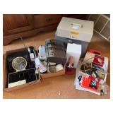 Assorted Household Electronics, Office Supplies, and Collectible Bobblehead Lot