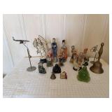 Collection of Assorted Decorative Figurines and Metal Bells
