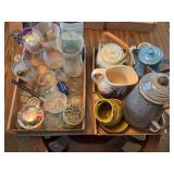 Assorted Collection of Decorative Glassware, Enamelware, and Barware