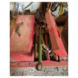 John Deere Wrench along with Hand Tools and Metal Toolbox