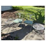 Four-Piece White Metal Patio Furniture Set with Floral Cushions