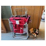 Assorted Lot of Folding Outdoor Chairs and Decorative Animal Figurines