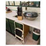 Farberware Knife Block Set, Stainless Steel Mixing Bowls, and Cosco Step Stool