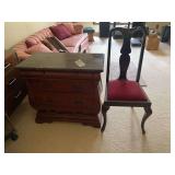 Marble Top Chest with Three Drawers and Matching Chair