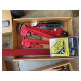 Assorted Pipe Wrenches and Berger Welding Magnet Tool Set