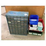 Metal Parts Cabinet with Assorted Machining Tools and Storage Bins