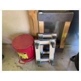 Justrite Oily Waste Can and Assorted Mover Dollies