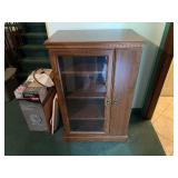 Wood Media Storage Cabinet with Glass Door