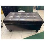 Dark Brown Faux Leather Storage Ottoman