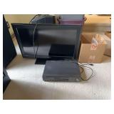 Sony Bravia Television and GE Digital DVD Player with Assorted Electronics