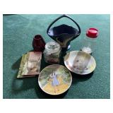 Assorted Decorative Glassware and Collectible Plate Lot