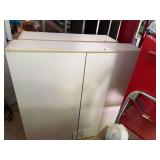 Pair of White Laminate Storage Cabinets with Adjustable Shelving