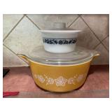 Pyrex Casserole Dish with Lid and Small Floral Bowl