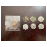 1908 Indian Head Cent and Six 1943 Steel Lincoln Cents