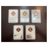 Collection of Five NGC Graded 2009 Lincoln Bicentennial Cents