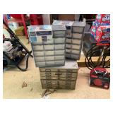 Storage Cabinet Assortment: Two 18-Drawer Plastic Units and Two Metal Multi-Drawer Organizers