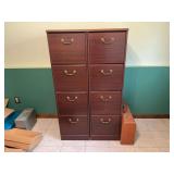 Two Four-Drawer Filing Cabinets with Suitcase and Office Accessories