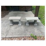 Pair of Concrete Garden Benches