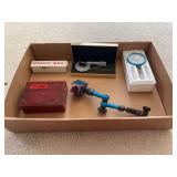 Machinist Precision Tool Set Including Starrett Micrometer, Shars Dial Indicator, and Magnetic Bases