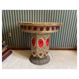Gold and Red Stone Side Table