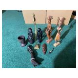 Collection of Assorted Hand-Carved Wooden and Metal Figurines