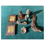 Collection of Mushroom-Themed Decorative Wood Carvings and Wall Plaques