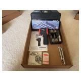 Assorted Tool Lot Including Pro-Grade Socket Set, Ames Infrared Thermometer, Archer Miniature Gas Torch, and Wrenches