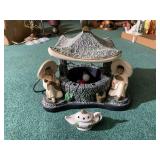 Asian-Themed Figural Electric Lamp and Incense Burner Set