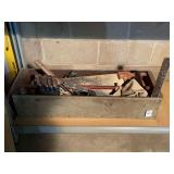 Assorted Hand Tool Collection in Wooden Tool Box