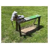 Bench Vise Mounted on Adjustable Metal Stand