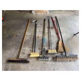 Collection of Assorted Cleaning Brooms and Brushes