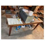 Wooden Drafting Table with Integrated Light Box and Patent Prints