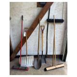 Assorted Hand Tools and Cleaning Implements