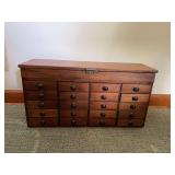 Wooden Multi-Drawer Storage Cabinet with Hinged Lid