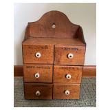 Wall-Mounted Wooden Spice Cabinet with Six Drawers