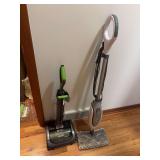 Bissell Air Ram Vacuum, Shark Steam Mop, and Assorted Cleaning Supplies