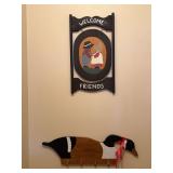 Hand-Painted Wooden Welcome Friends Sign and Goose Wall Hook Rack